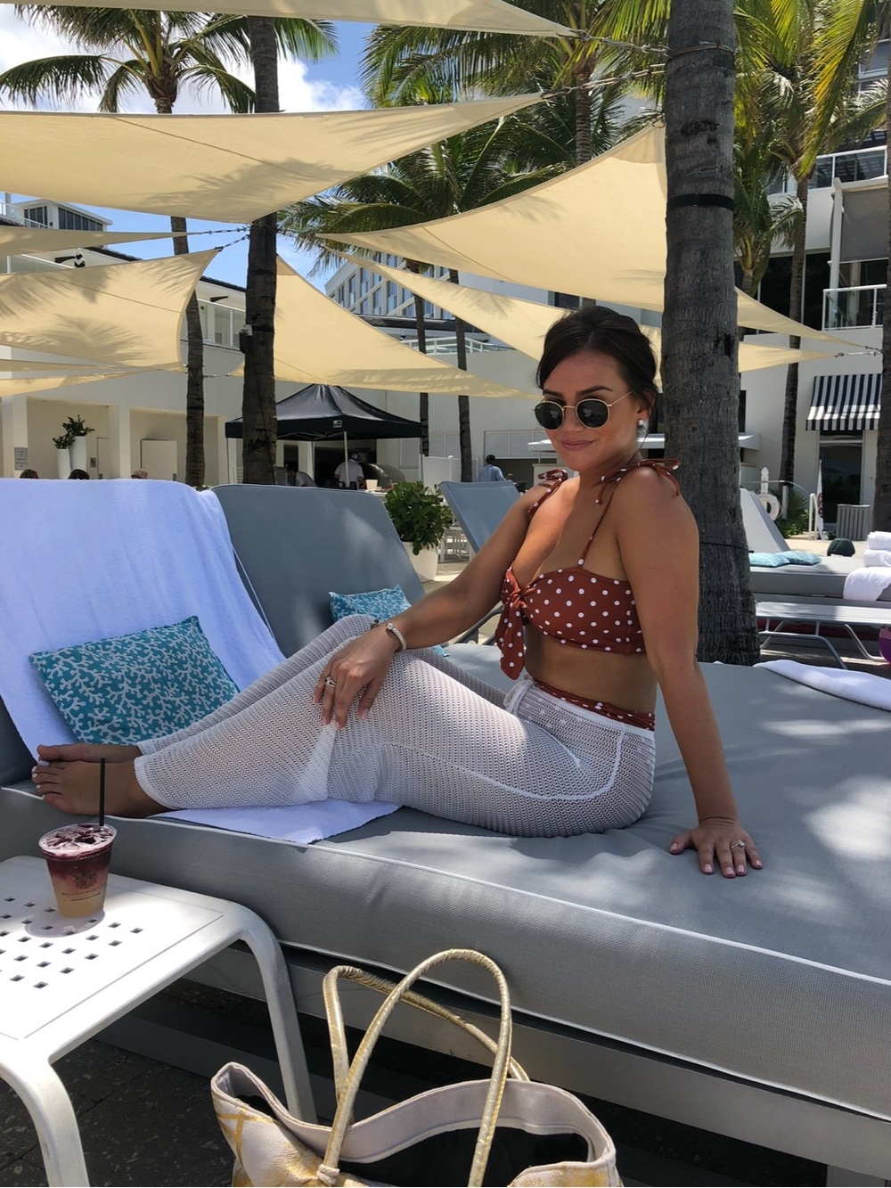 PacSun L.A. Hearts Polka Dot Bikini Top - Rust & White